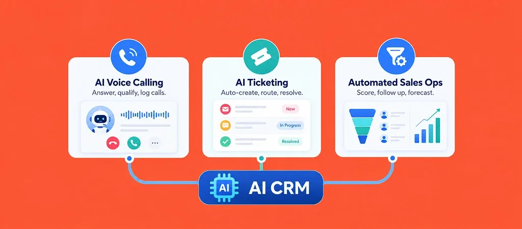 Automated sales ops with AI CRM: AI voice calling, AI ticketing and automated sales ops