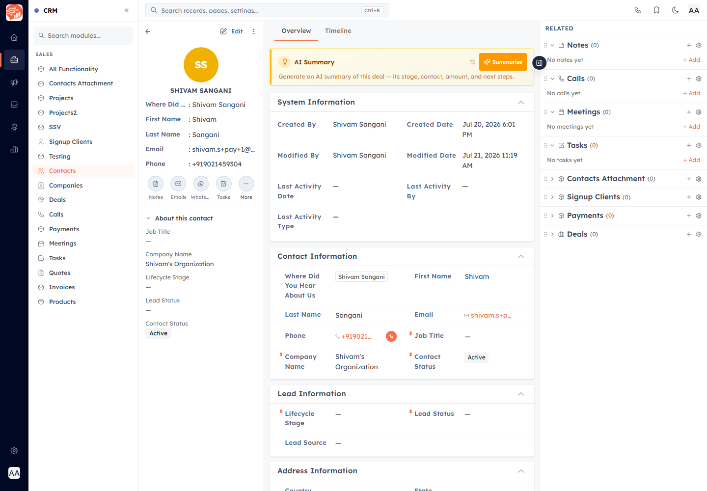 A record’s Related panel and About-this-record pinned fields