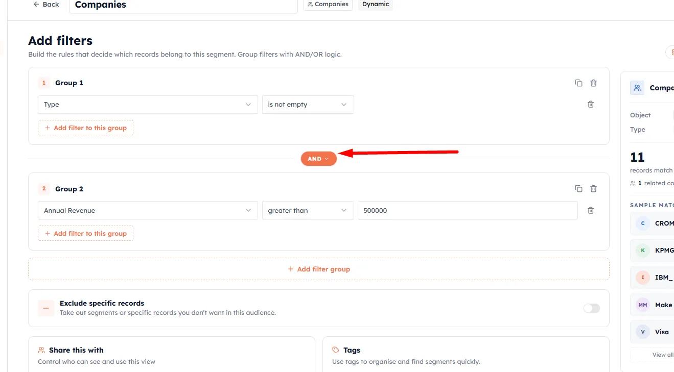 Filter groups