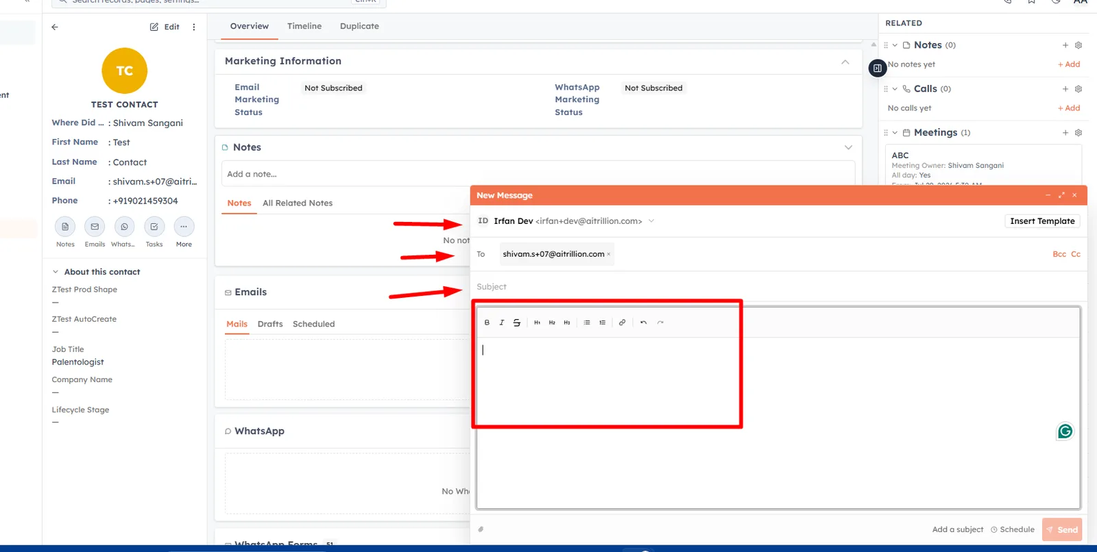 Compose a one-to-one email