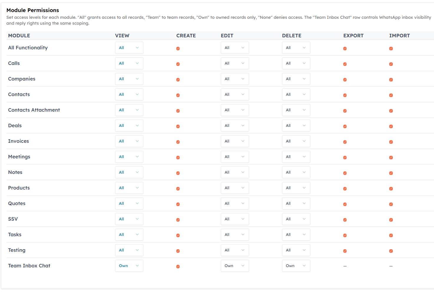 Step 5 — Set permissions for each module