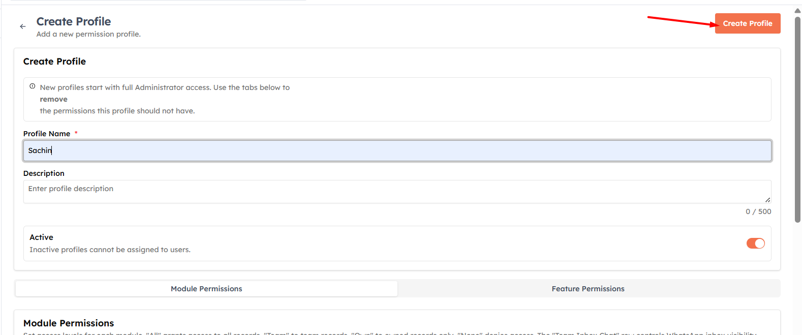Step 6 — Click on Create Profile