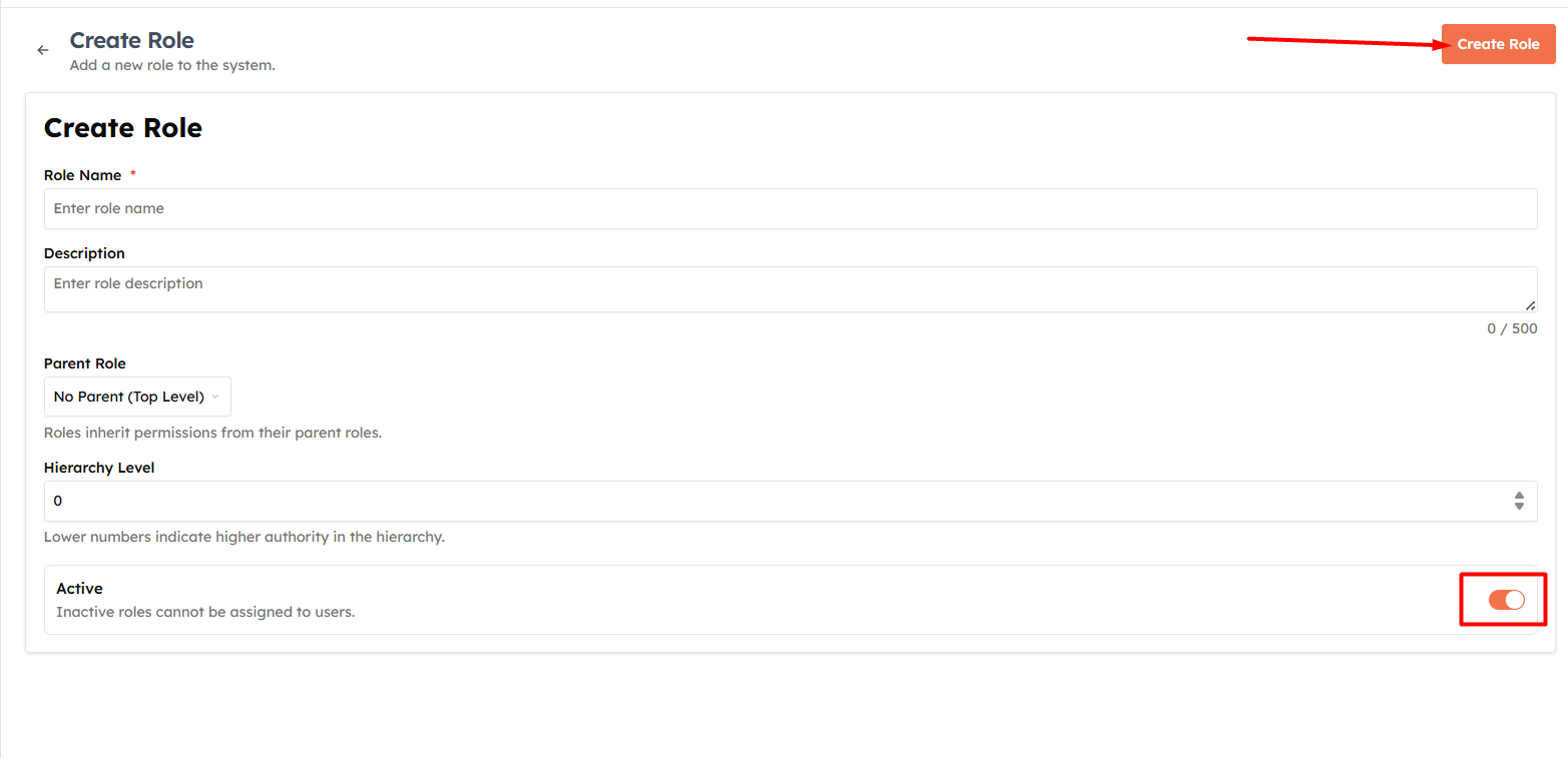 Step 6 — Mark as active and Create Role