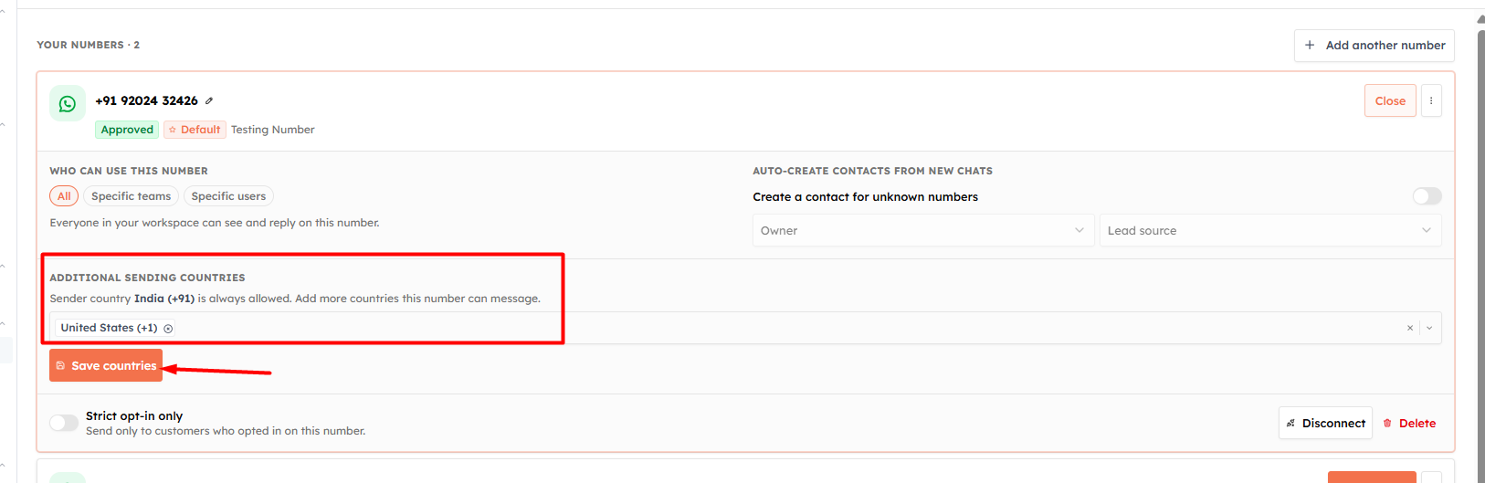 Step 4 — Configure your WhatsApp sender