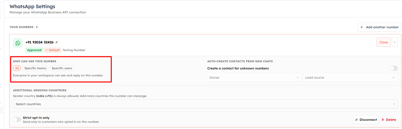 Step 4 — Configure your WhatsApp sender
