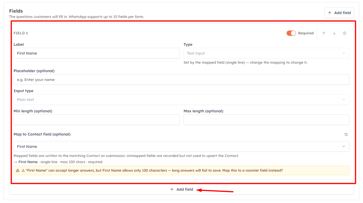 Step 3 — Add fields