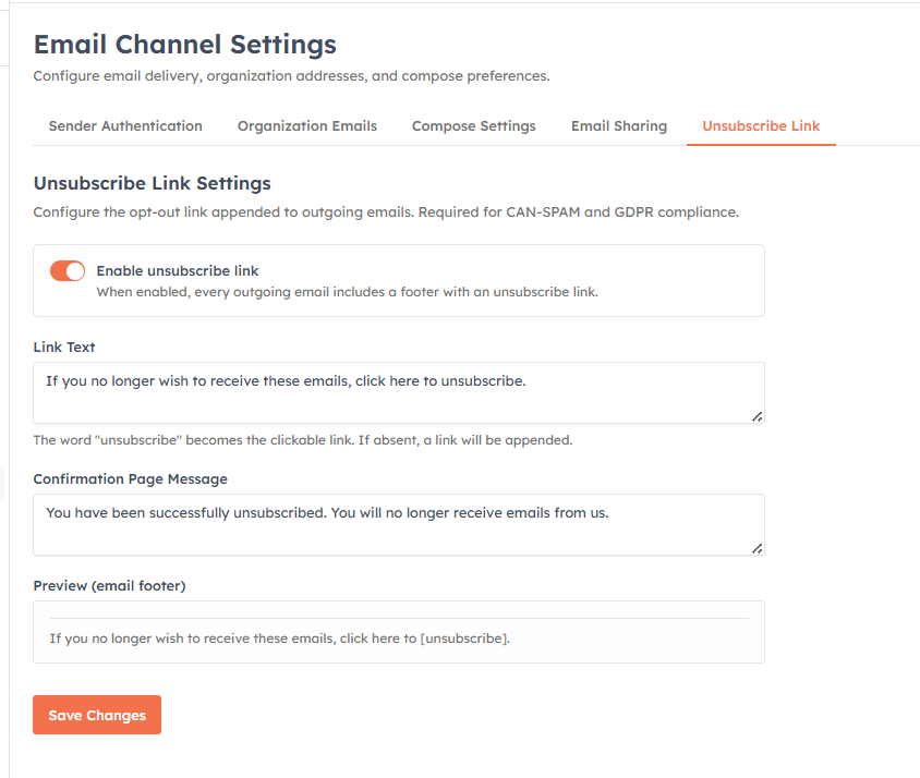 Email in AI Engage CRM