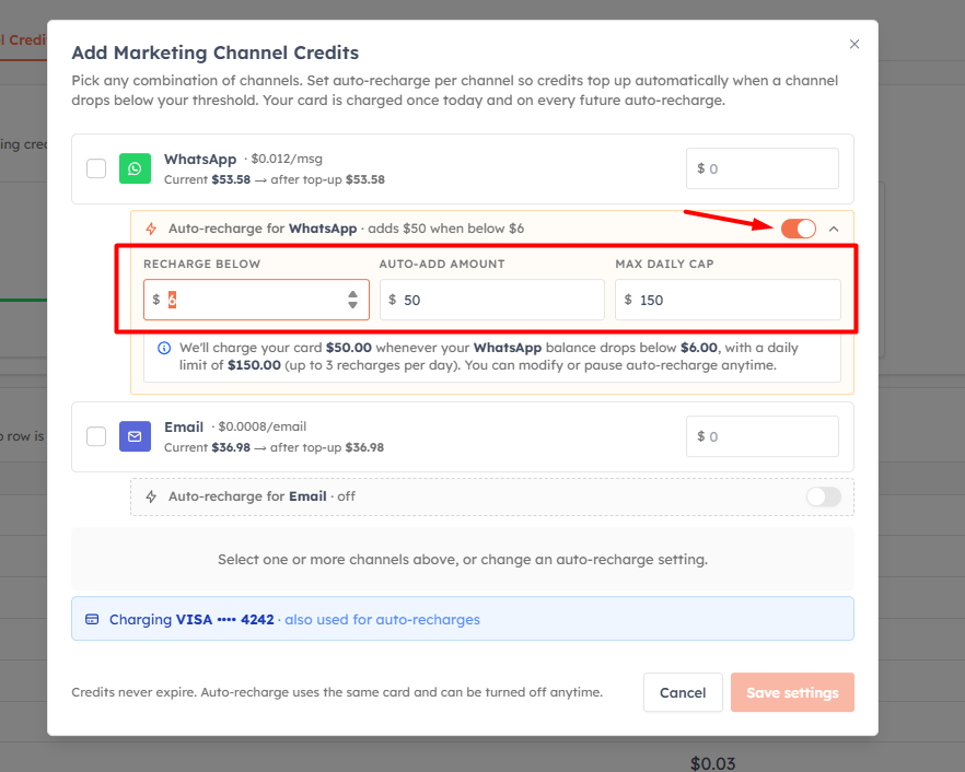 Setting up Auto-Recharge
