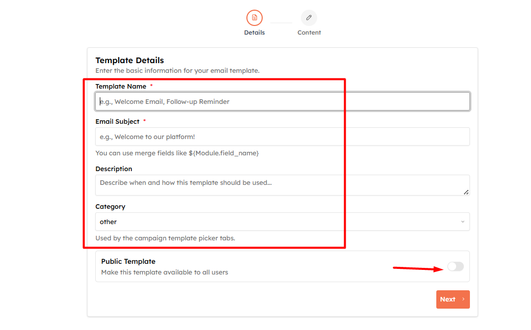 Step 2 — Create a new template