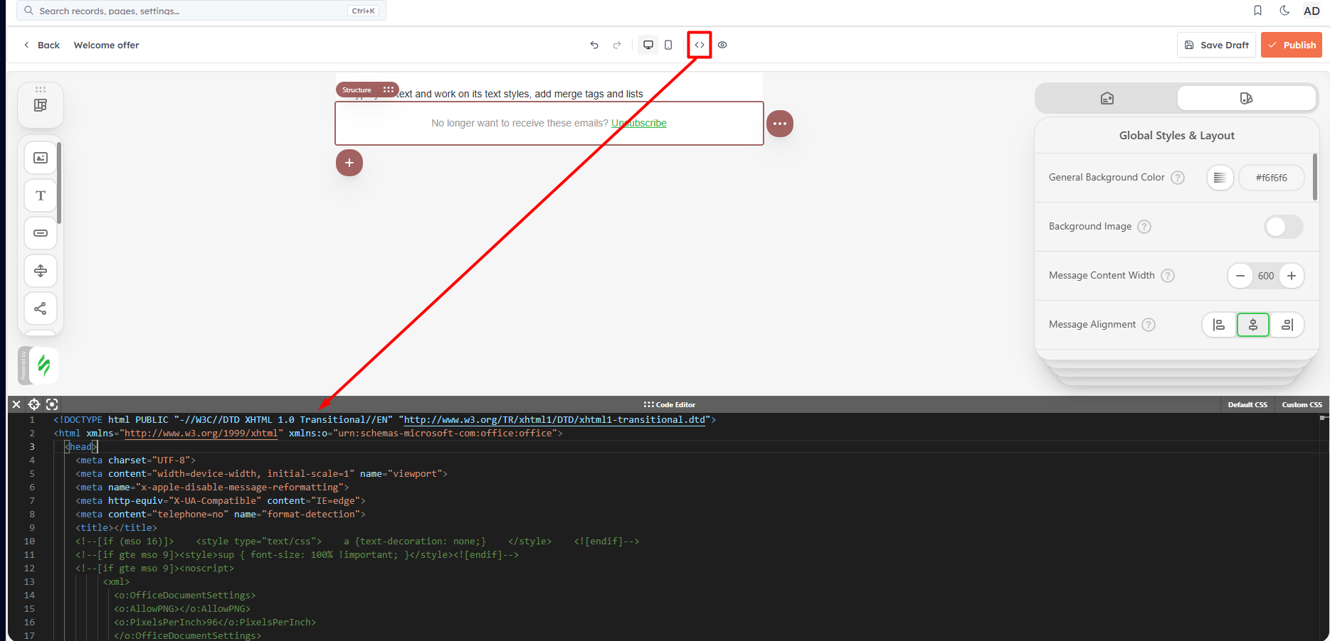 Step 3 — Design in the email editor
