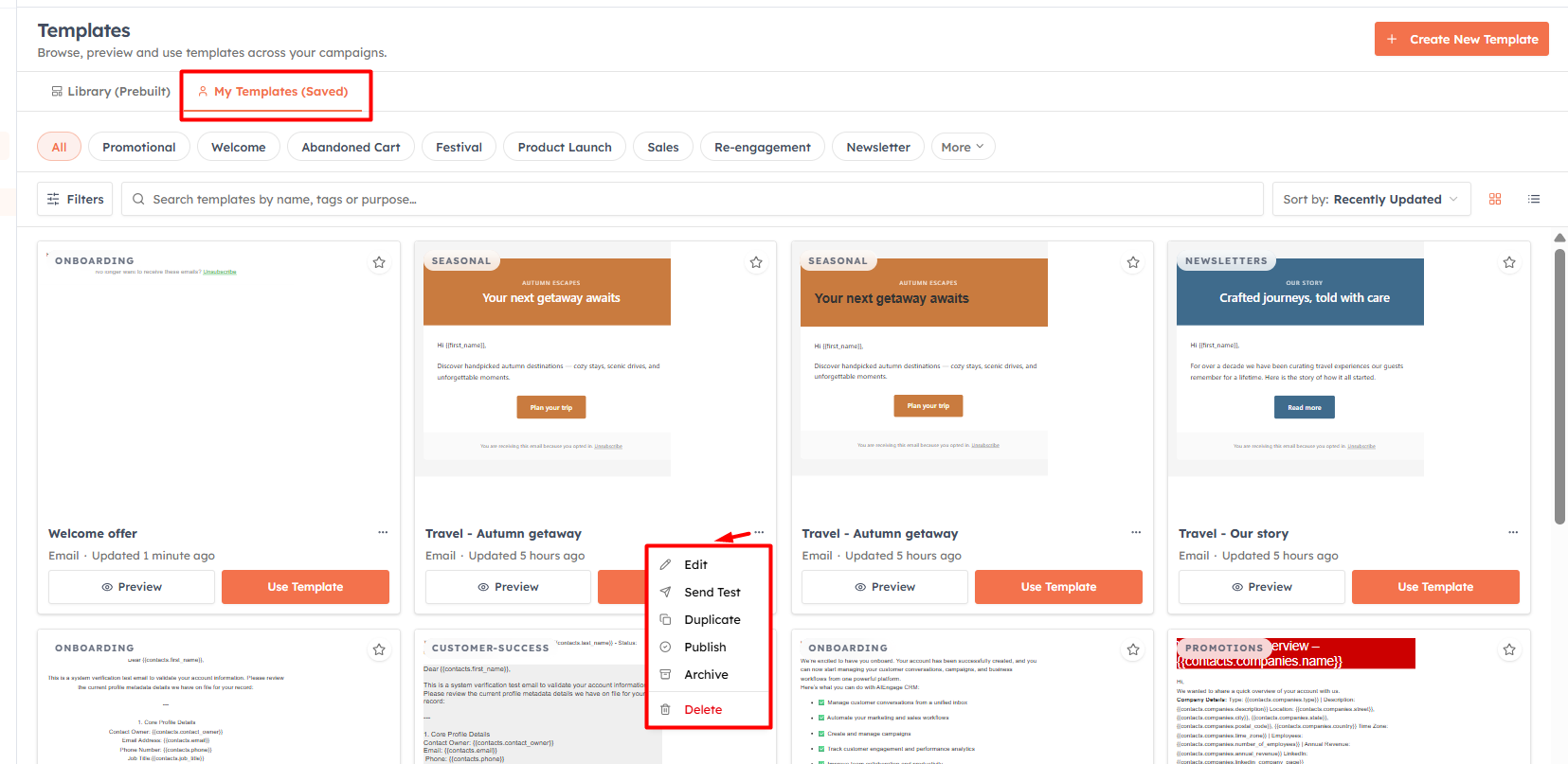 Managing templates