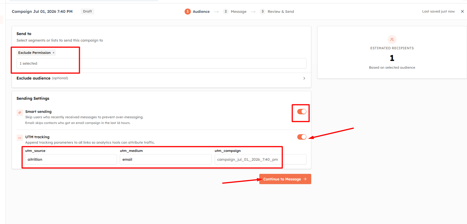 Step 2 — Fill in the Create Campaign sidebar