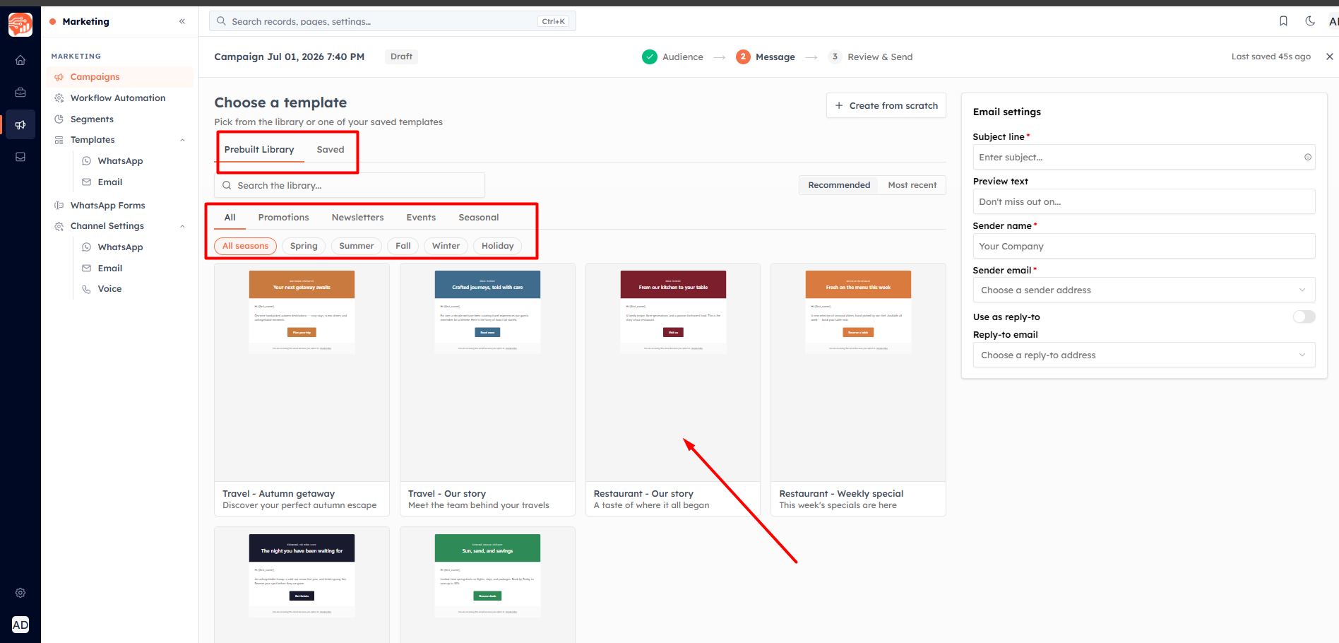 Step 3 — Choose or build your email