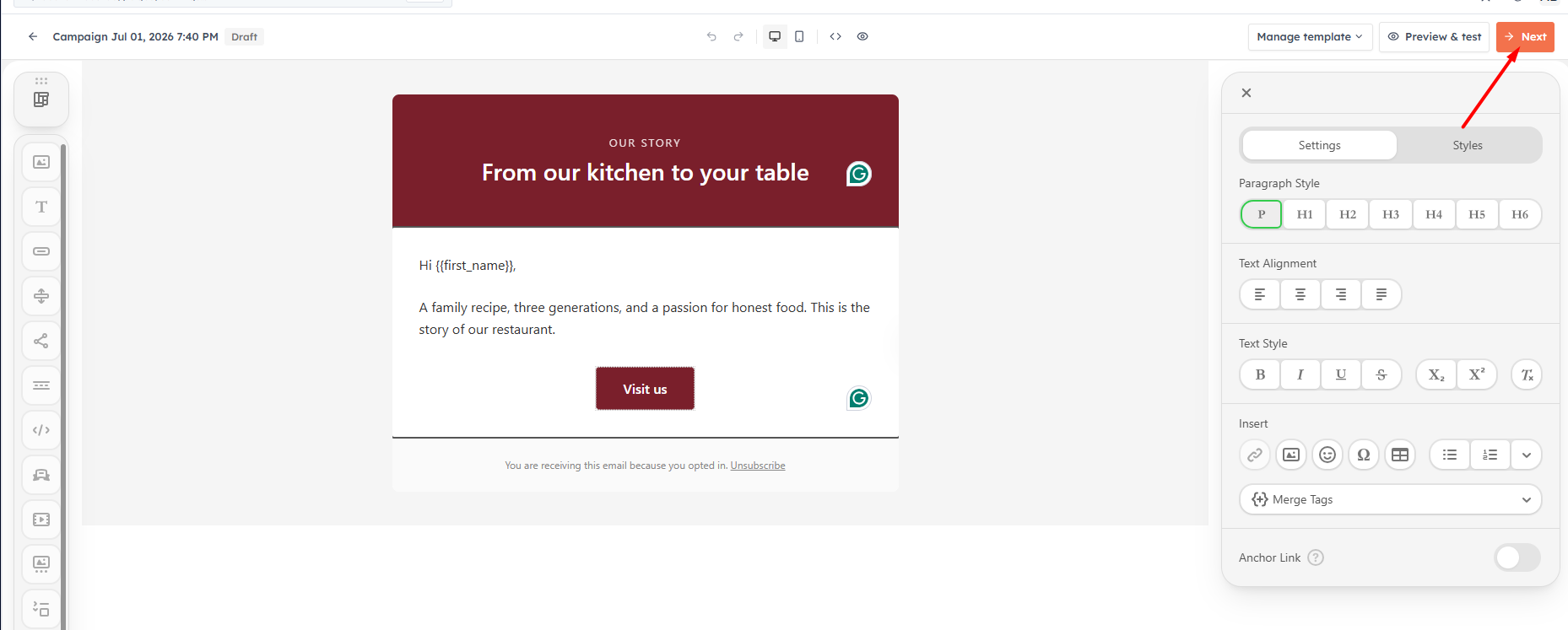 Step 4 — Design the email