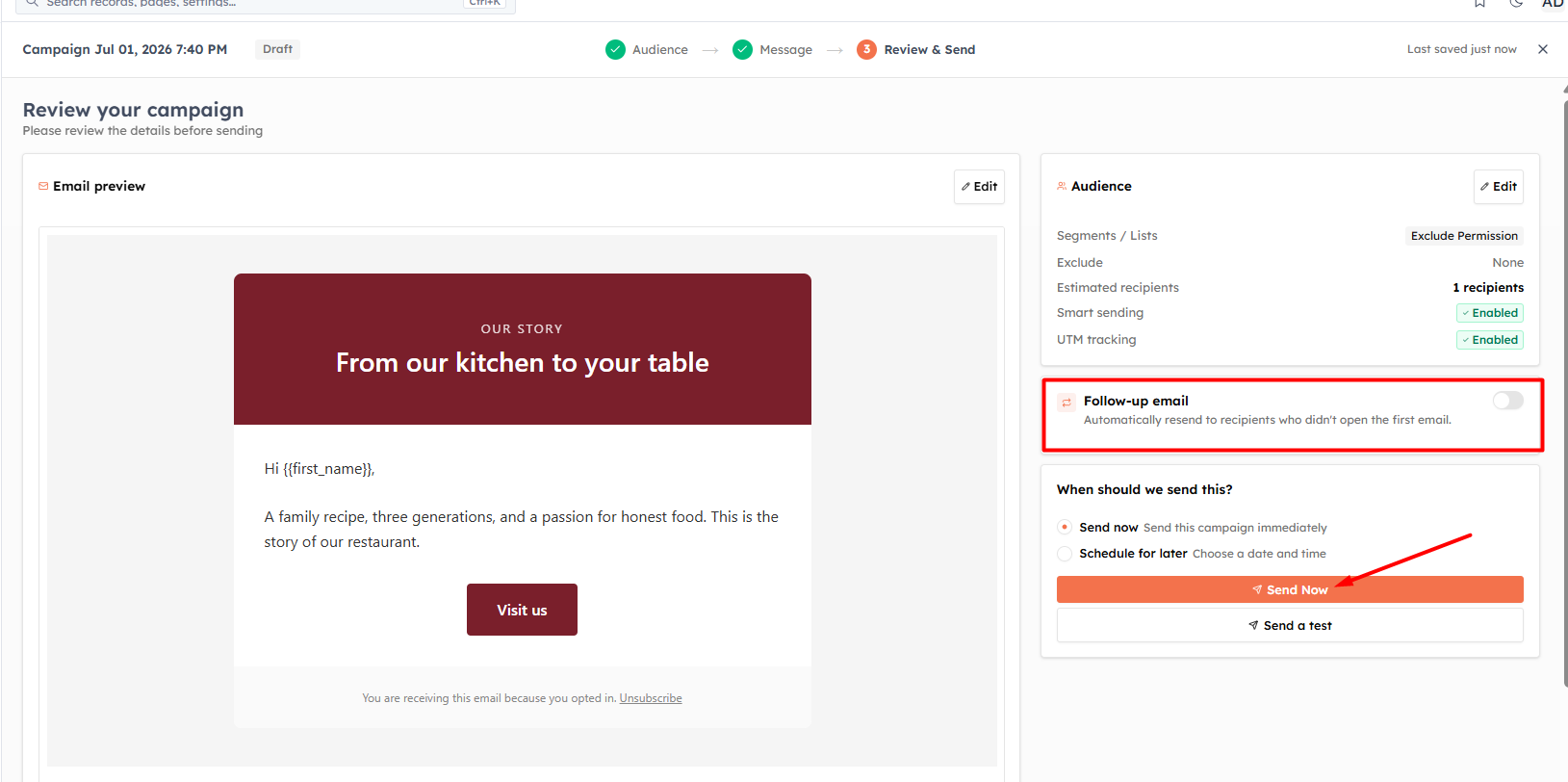 Step 6 — Review and send