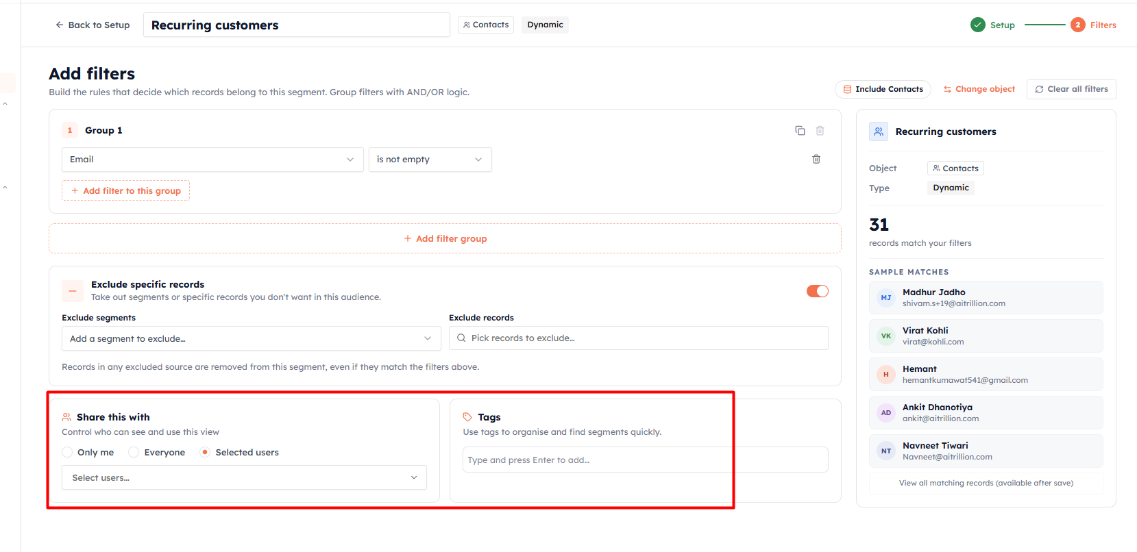 Step 4 — Sharing settings and tags