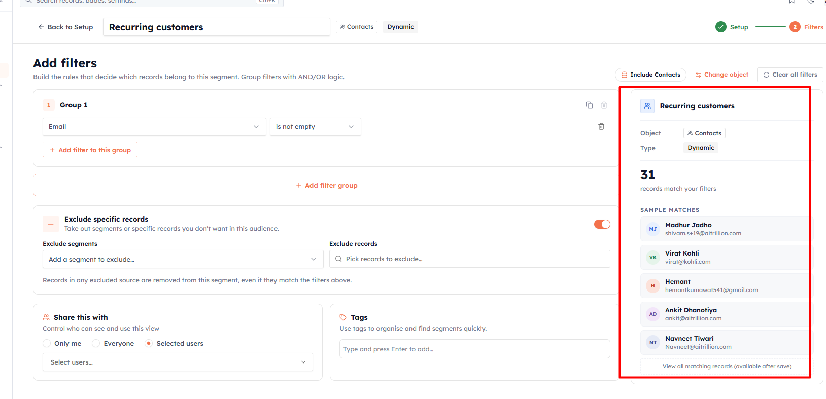 Step 3 — Preview the matches