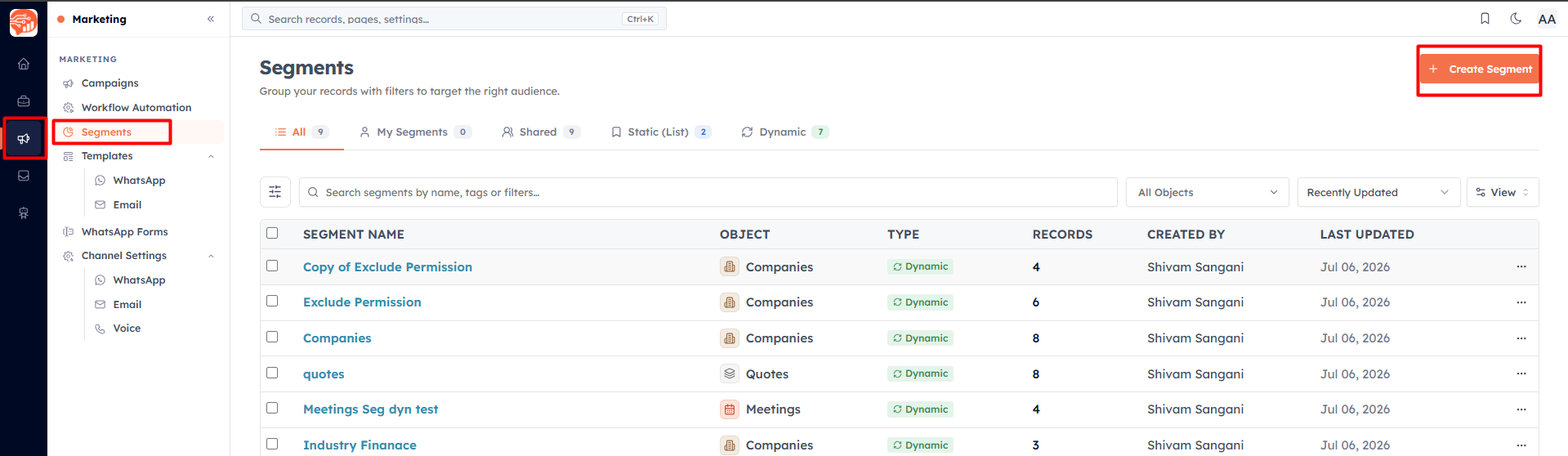 Starting a static list