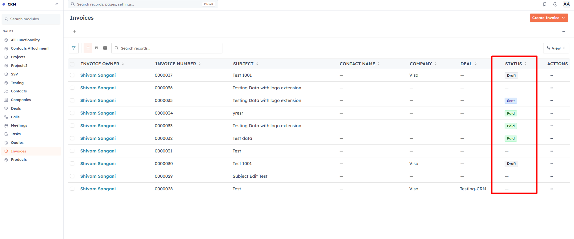 Invoice statuses