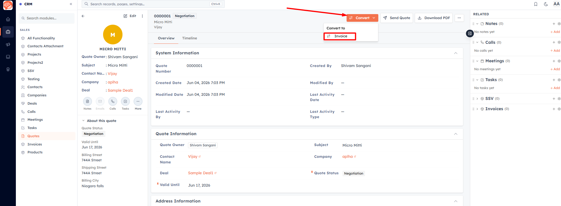 Turn an accepted quote into an invoice