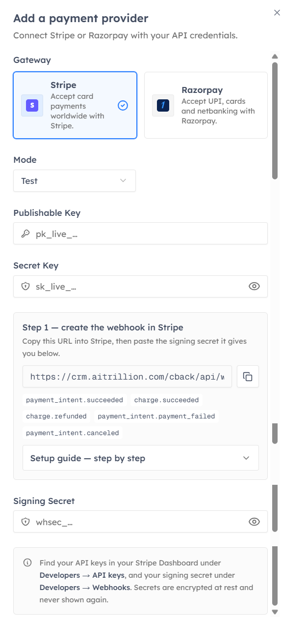 Add a Payment Provider - Stripe