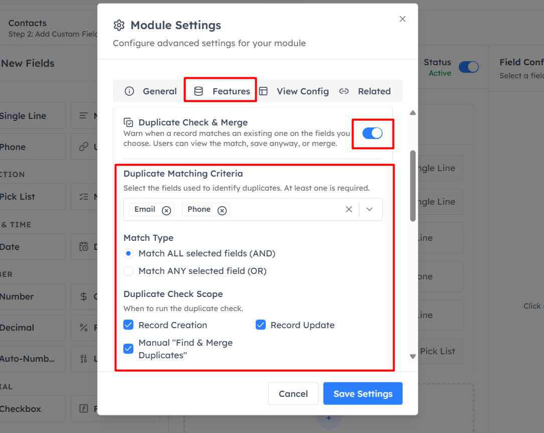 Enable Duplicate Check & Merge