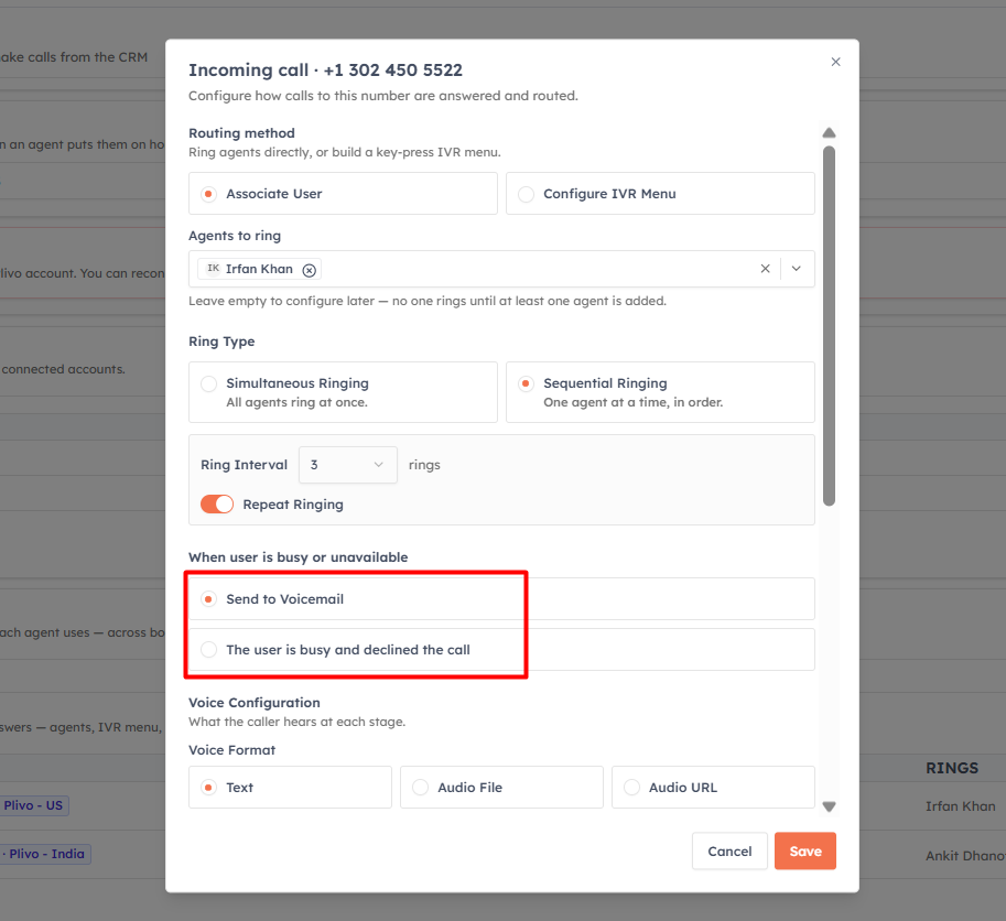 4. When an agent is busy or unavailable