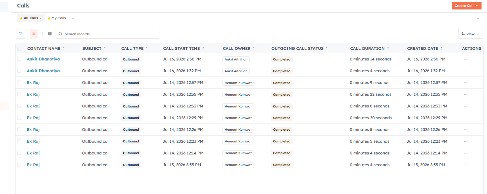 Every call is logged automatically