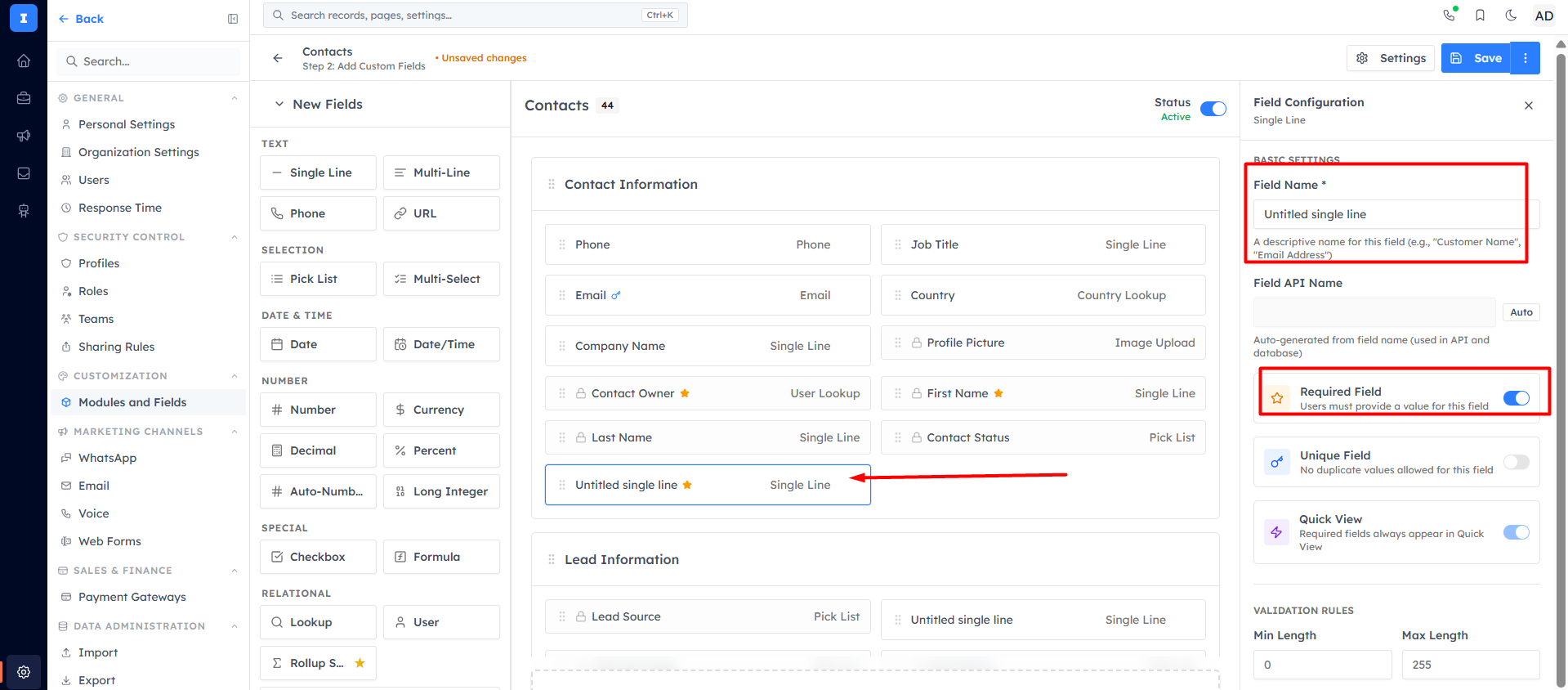 How to reorder fields