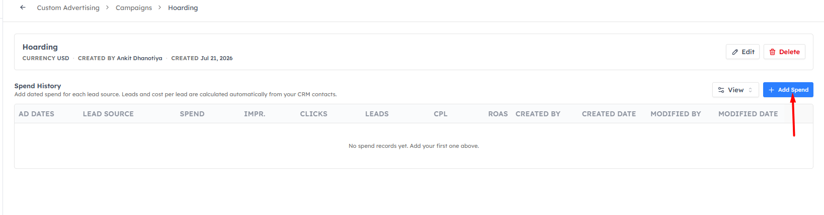 Add spend records