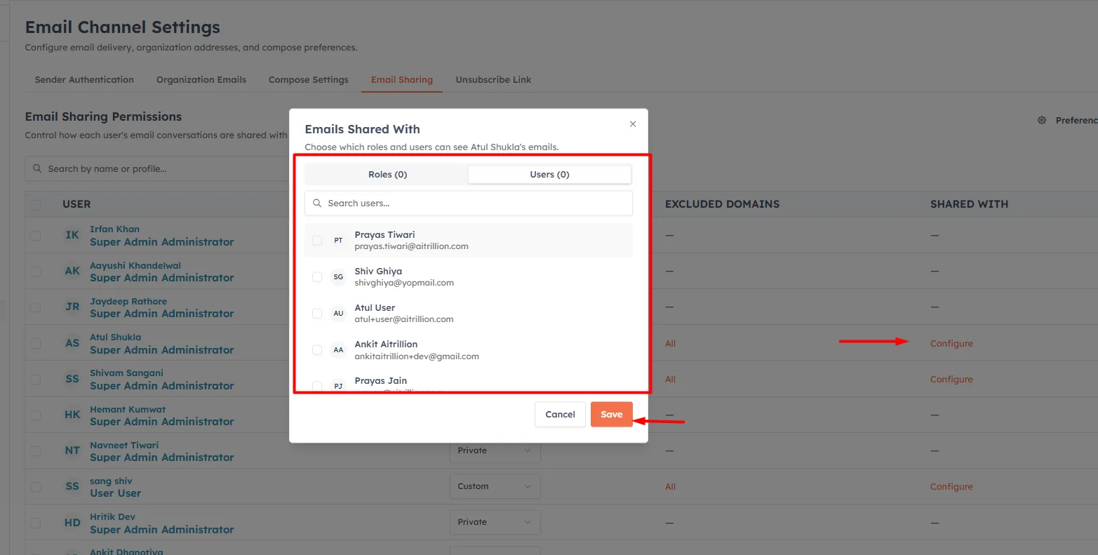 Restrict who can send from an address