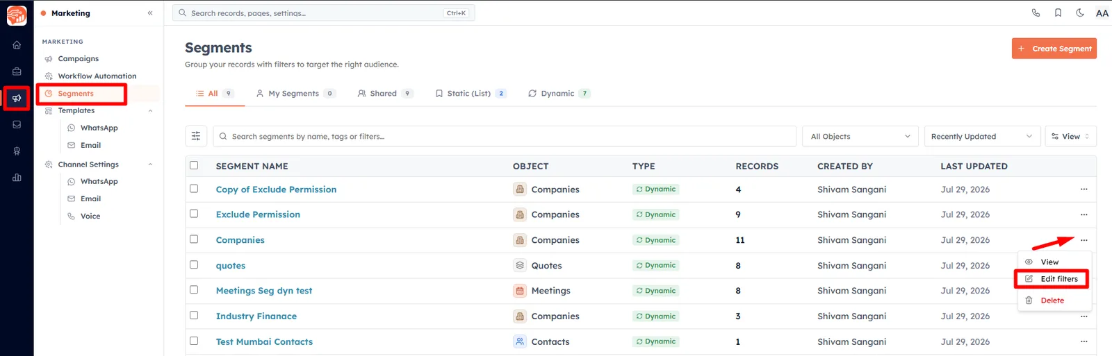 Filter groups