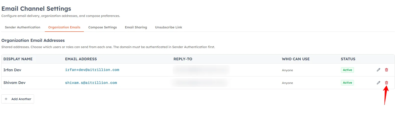 Managing existing addresses
