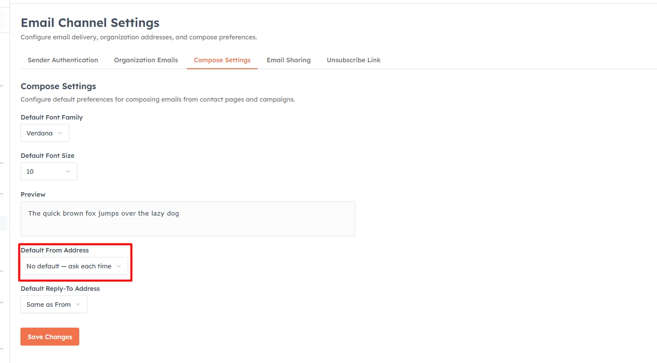 Set the default From address