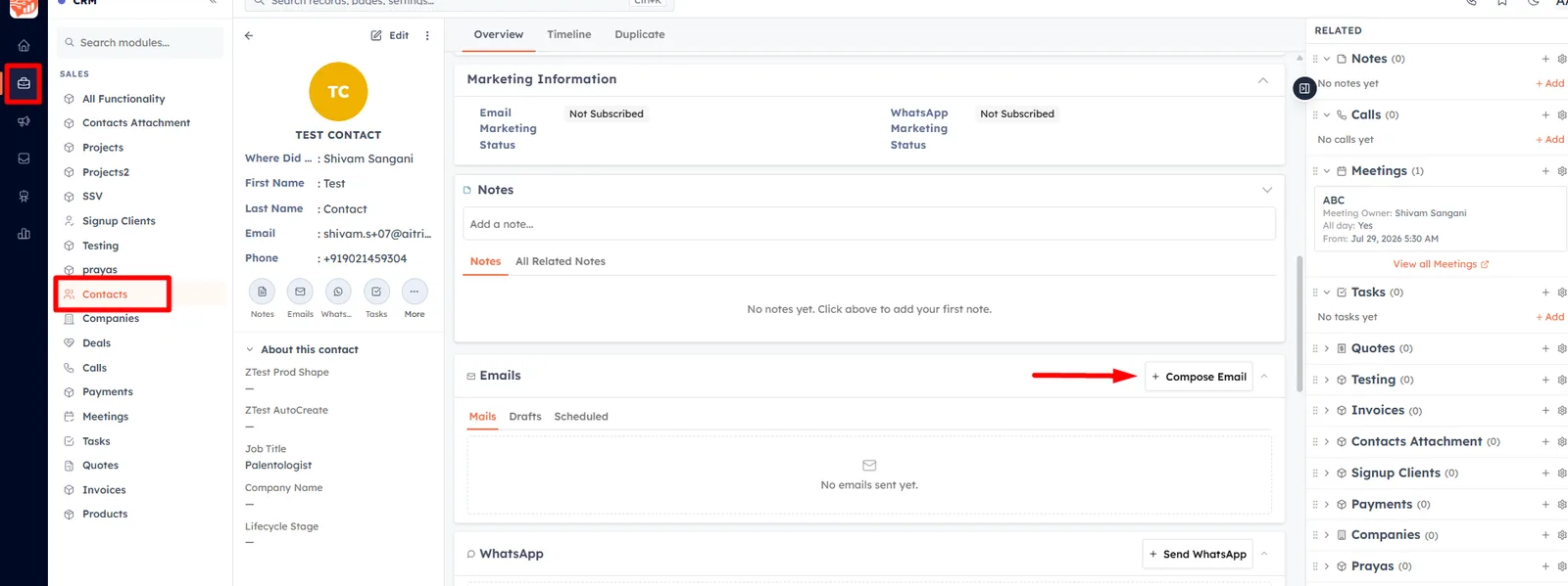Compose a one-to-one email