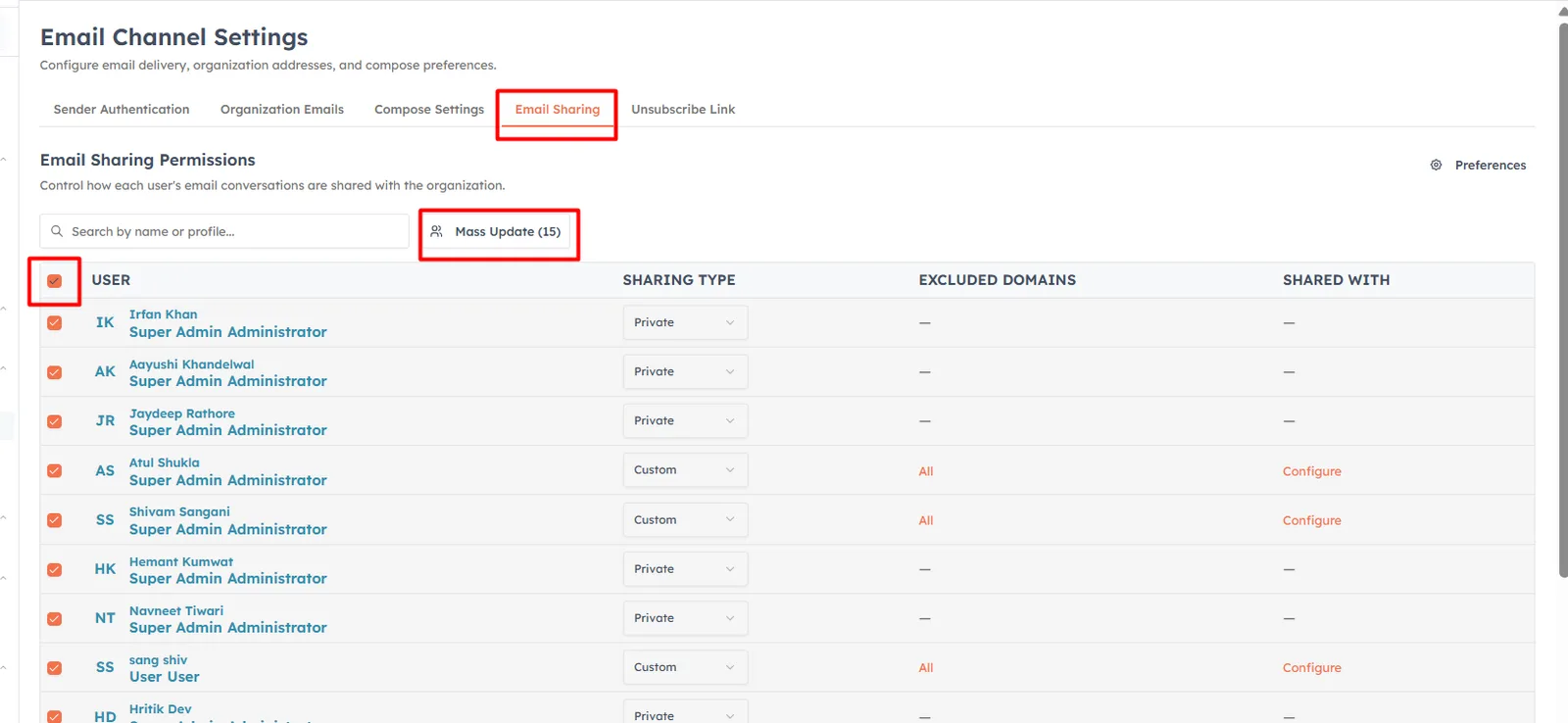 Update several users at once
