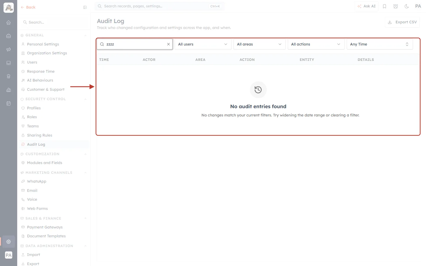 No audit entries found