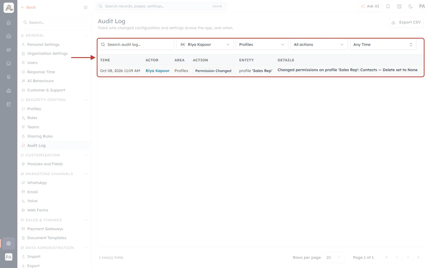 Filtered by user and area together