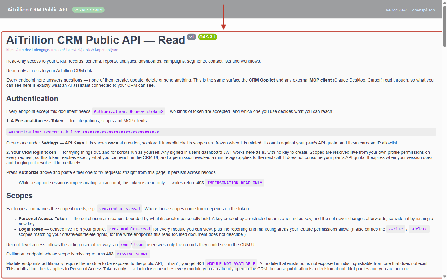 The Public API reference