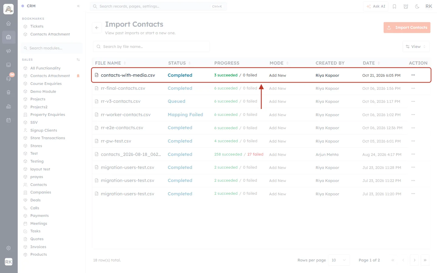 Import history with the contacts-with-media.csv import
