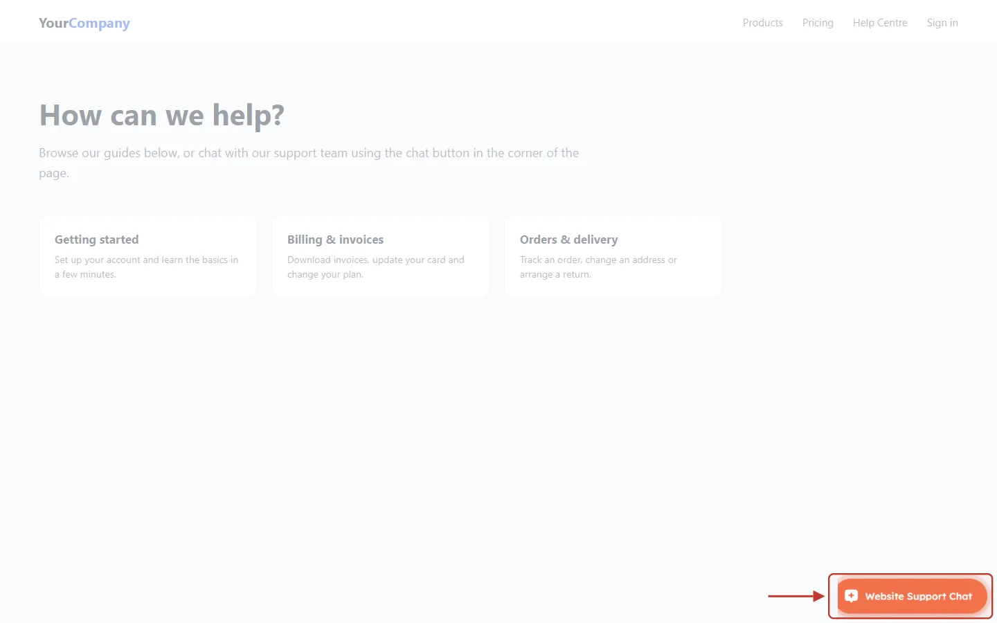 The chat button in the corner of a website