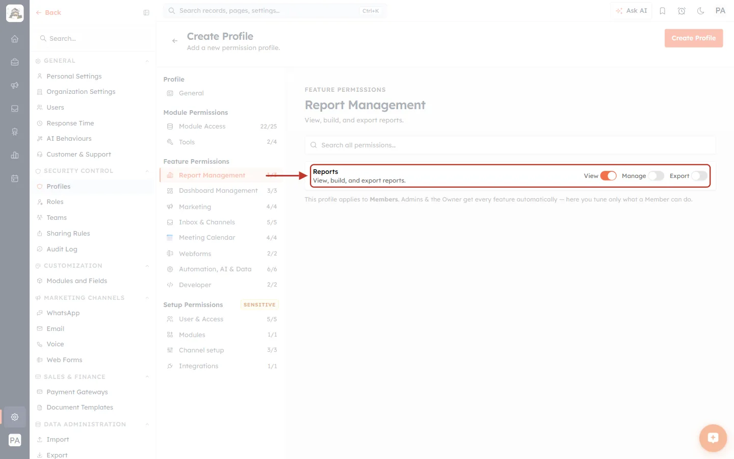 Reports set to view only