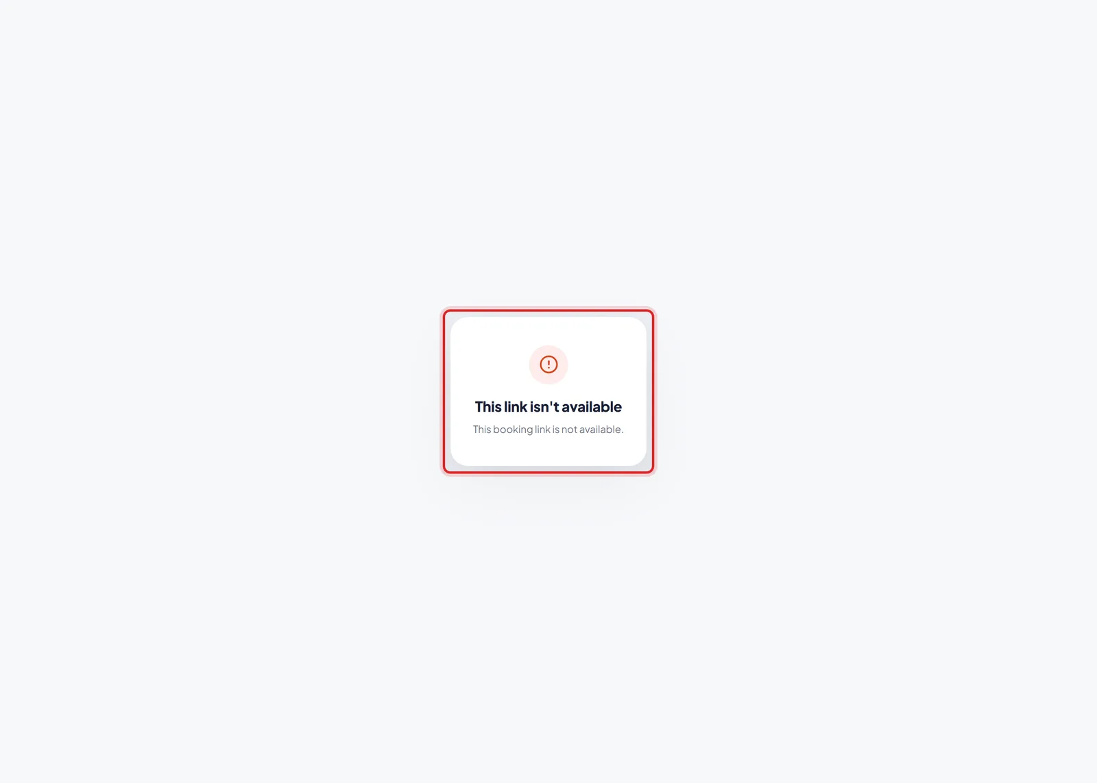 A booking address that no longer resolves, showing 