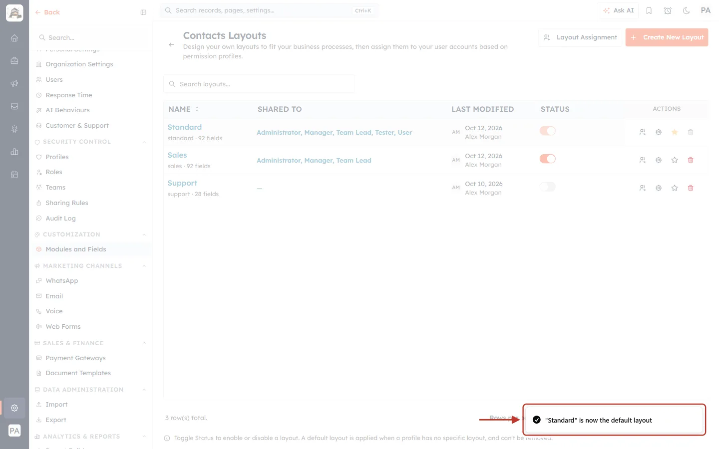 “Standard” is now the default layout
