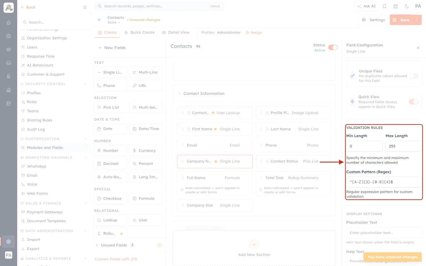 Validation Rules for Company Name