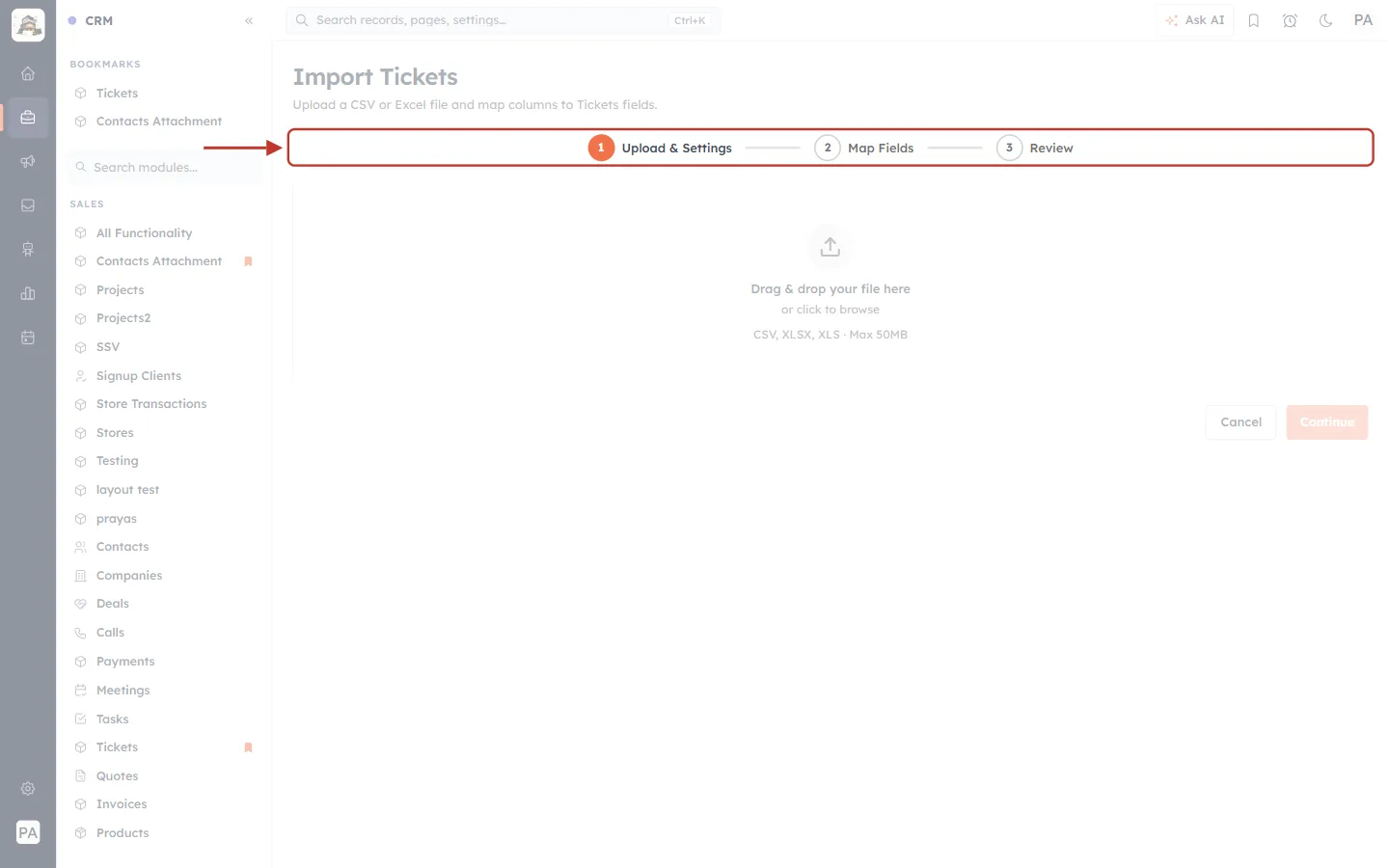 The three import steps
