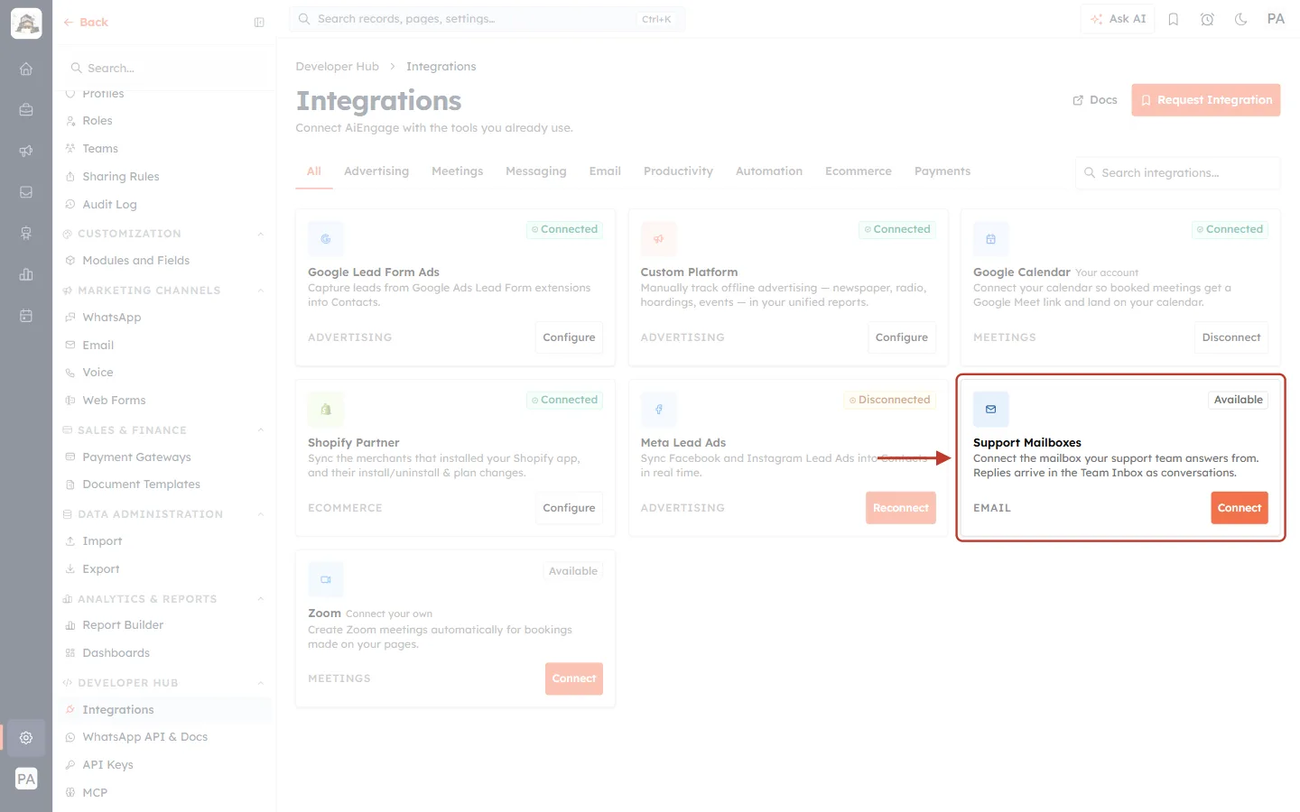 An available integration card