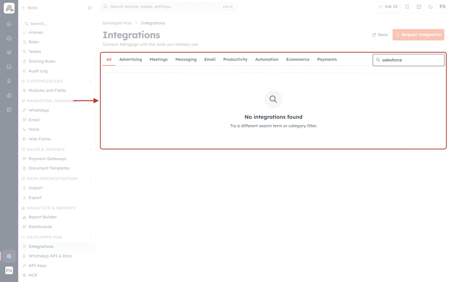 A search with no results