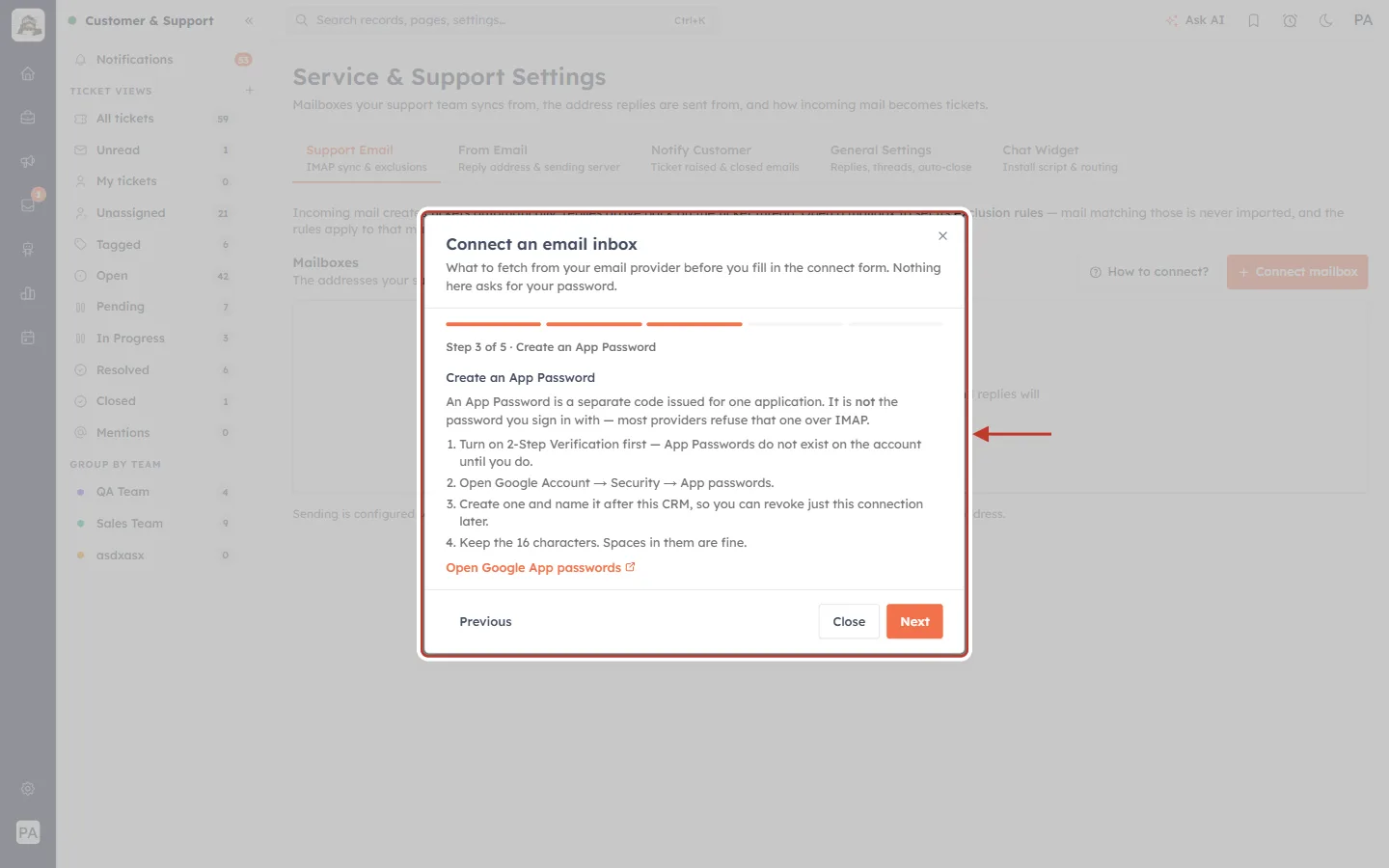 Guide step 3 of 5: Create an App Password