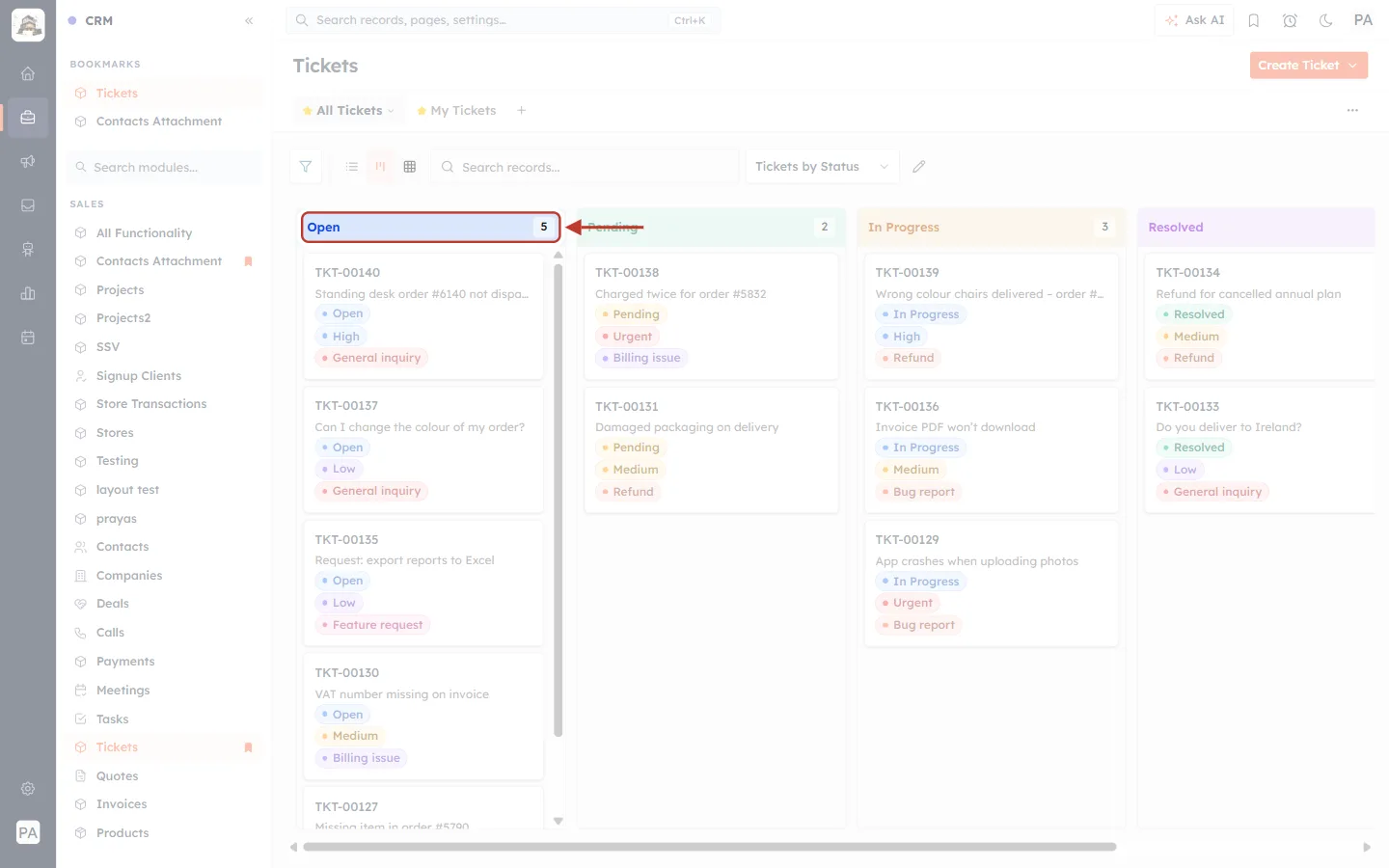 A Kanban column header